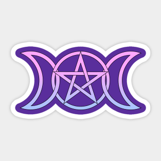 Triple Moon Goddess pastel pink to blue Sticker